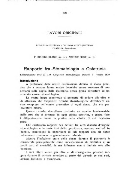 La stomatologia periodico mensile