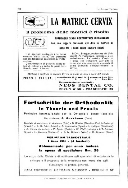 La stomatologia periodico mensile