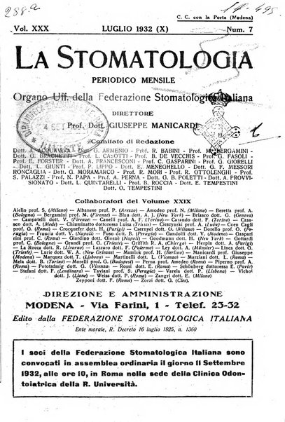 La stomatologia periodico mensile