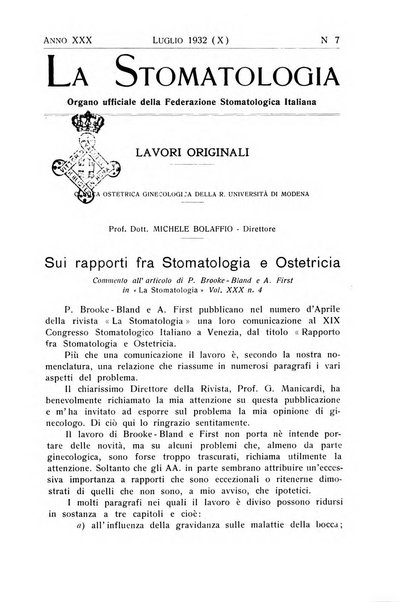 La stomatologia periodico mensile