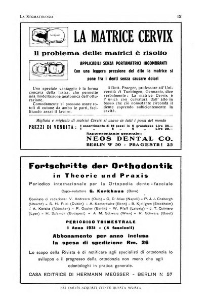 La stomatologia periodico mensile