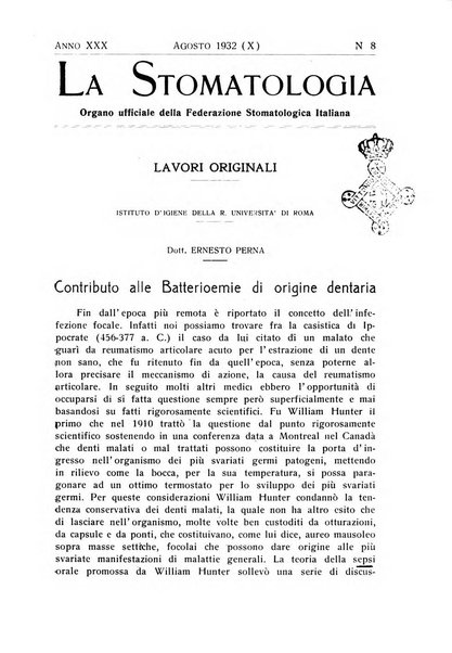 La stomatologia periodico mensile