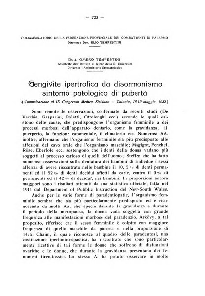 La stomatologia periodico mensile