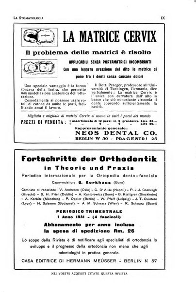 La stomatologia periodico mensile