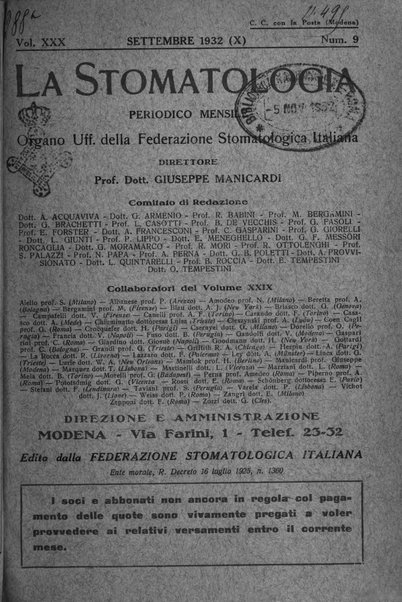 La stomatologia periodico mensile