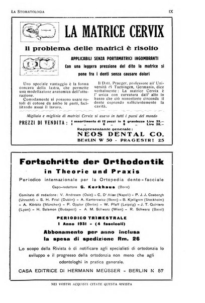 La stomatologia periodico mensile