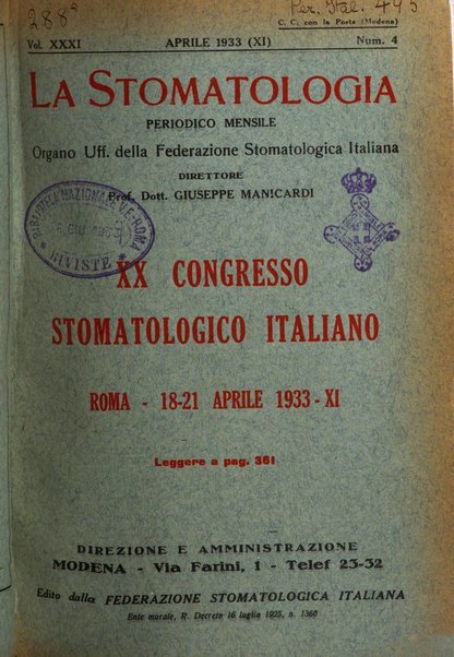 La stomatologia periodico mensile