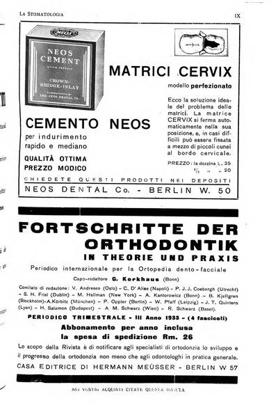 La stomatologia periodico mensile