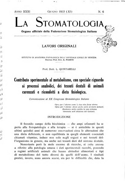 La stomatologia periodico mensile