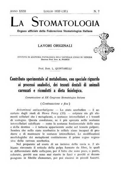 La stomatologia periodico mensile