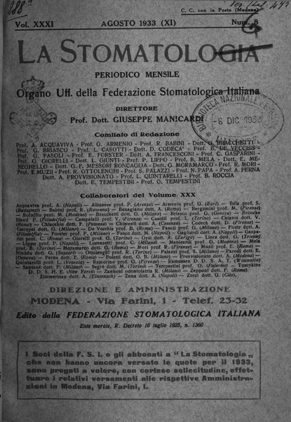 La stomatologia periodico mensile