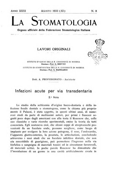 La stomatologia periodico mensile