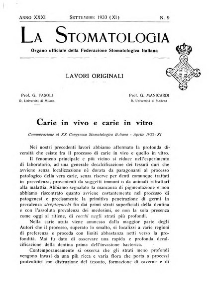 La stomatologia periodico mensile