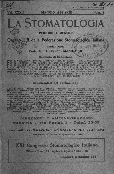 La stomatologia periodico mensile