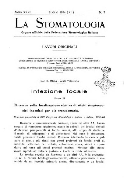 La stomatologia periodico mensile