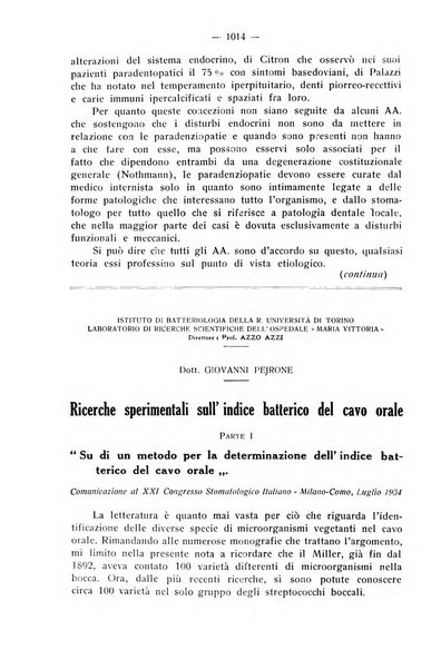 La stomatologia periodico mensile