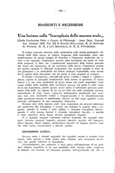 La stomatologia periodico mensile