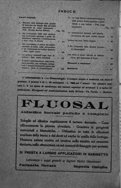 La stomatologia periodico mensile