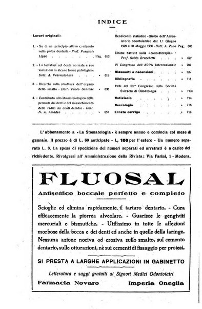 La stomatologia periodico mensile