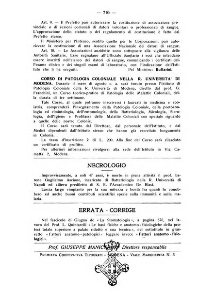 La stomatologia periodico mensile