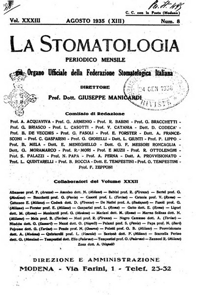 La stomatologia periodico mensile