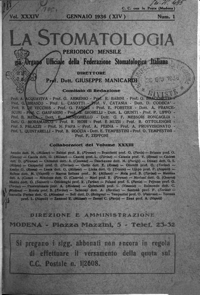 La stomatologia periodico mensile