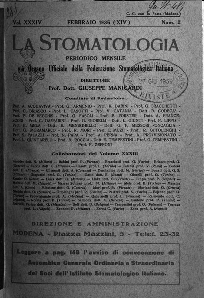 La stomatologia periodico mensile