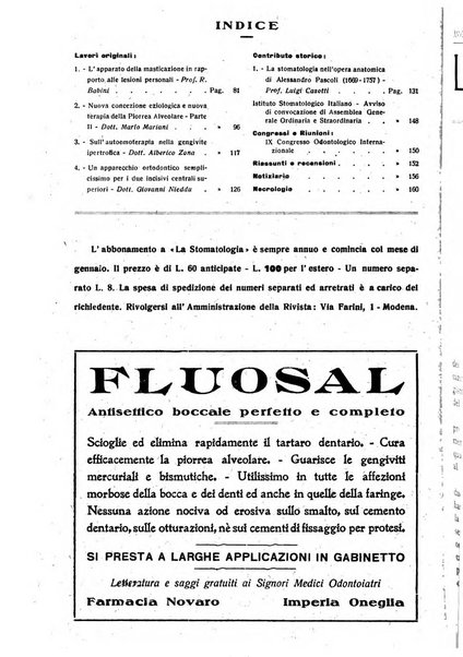 La stomatologia periodico mensile