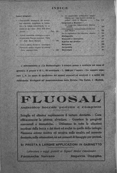 La stomatologia periodico mensile