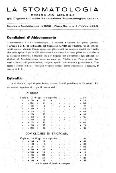 La stomatologia periodico mensile