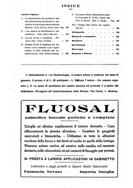 La stomatologia periodico mensile