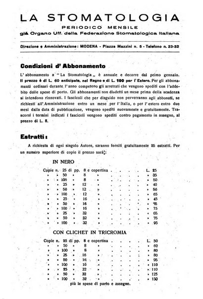 La stomatologia periodico mensile