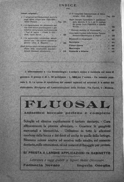 La stomatologia periodico mensile