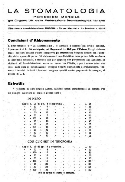 La stomatologia periodico mensile