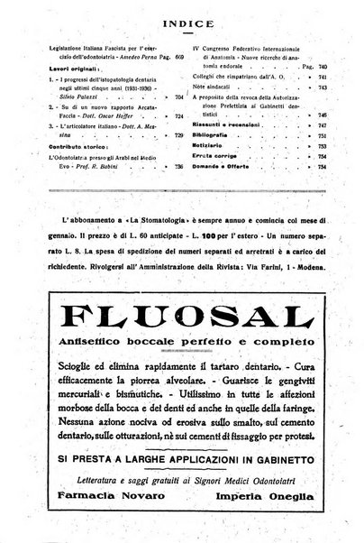 La stomatologia periodico mensile