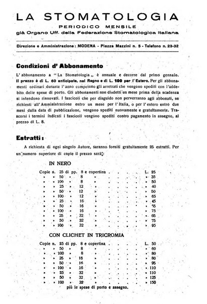 La stomatologia periodico mensile