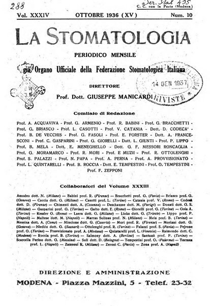 La stomatologia periodico mensile