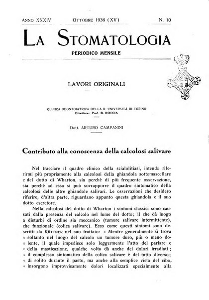 La stomatologia periodico mensile