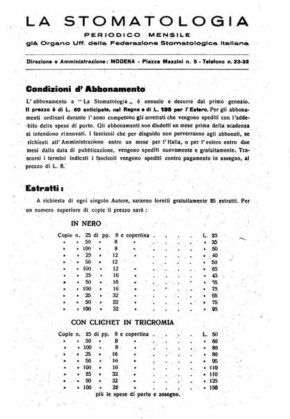 La stomatologia periodico mensile