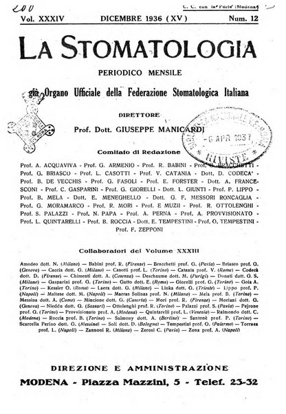 La stomatologia periodico mensile