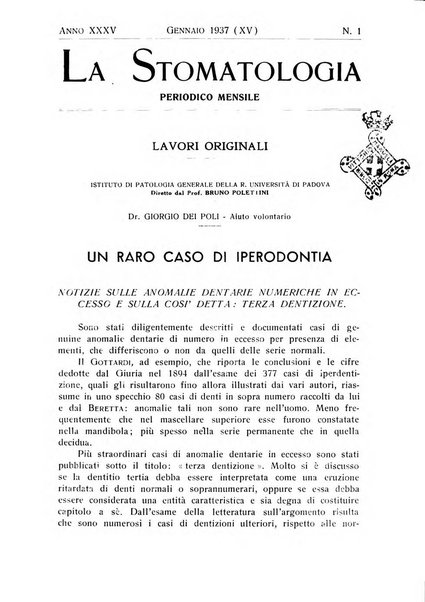 La stomatologia periodico mensile