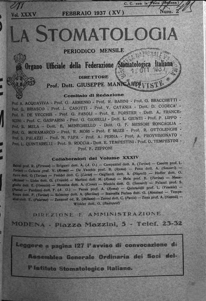 La stomatologia periodico mensile