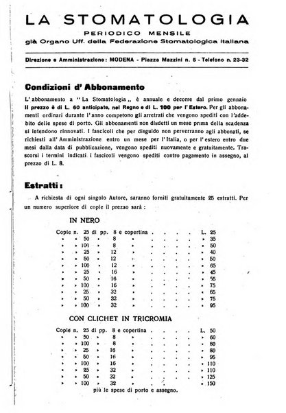 La stomatologia periodico mensile