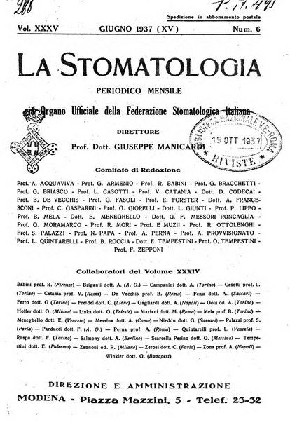 La stomatologia periodico mensile