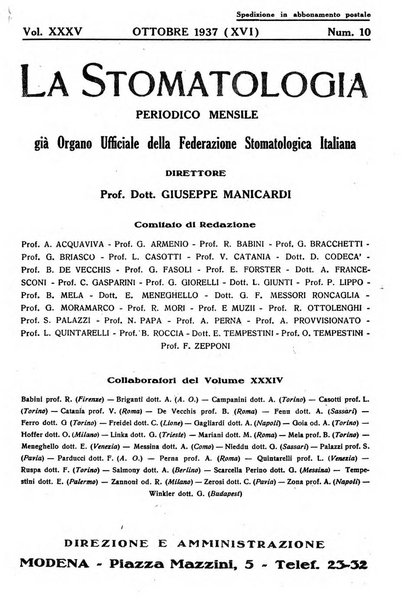 La stomatologia periodico mensile