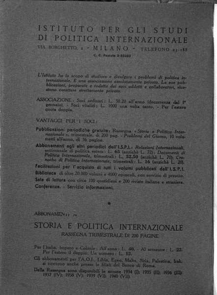 Storia e politica internazionale rassegna trimestrale dell'Istituto per gli studi di politica internazionale