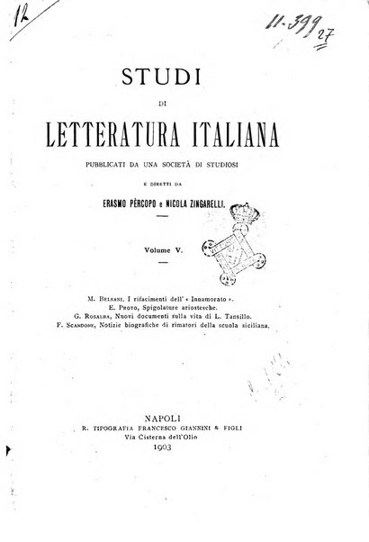 Studi di letteratura italiana