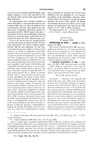 Studi e giudicati illustrativi del codice penale italiano supplemento alla Rivista Penale