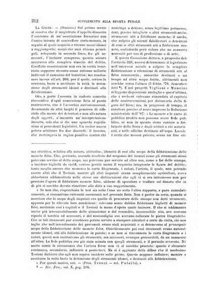 Studi e giudicati illustrativi del codice penale italiano supplemento alla Rivista Penale