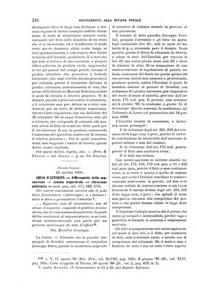 Studi e giudicati illustrativi del codice penale italiano supplemento alla Rivista Penale